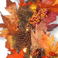 Maple Berry Pinecone Pre-Lit Harvest Wreath