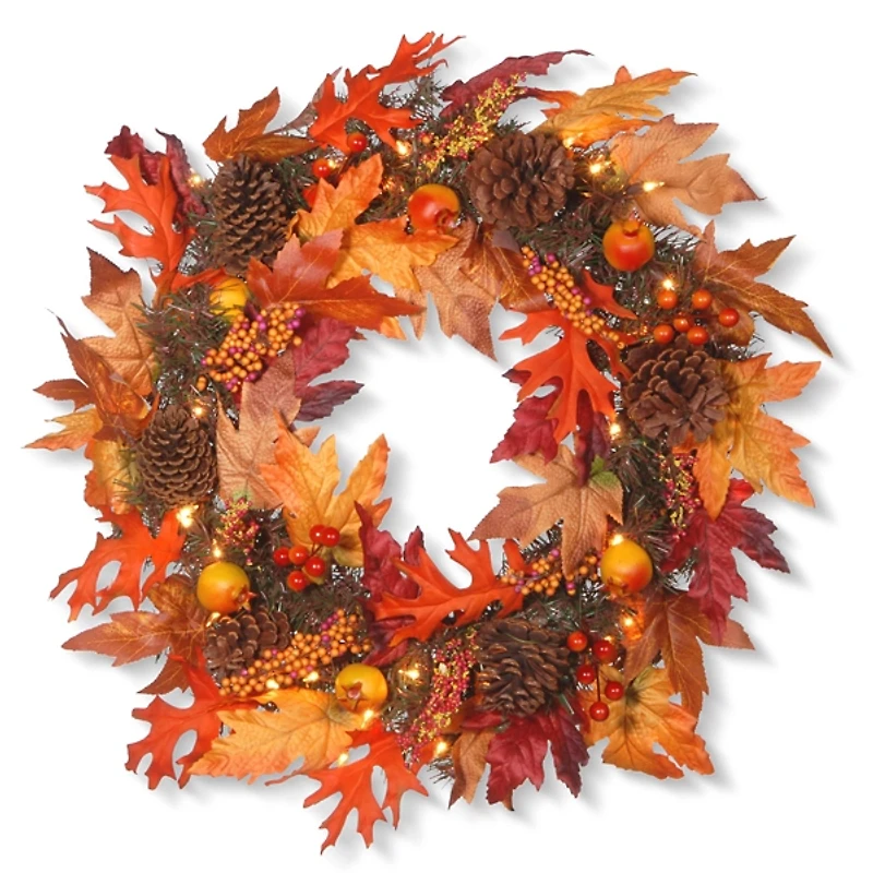 Maple Berry Pinecone Pre-Lit Harvest Wreath