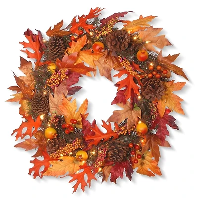 Maple Berry Pinecone Pre-Lit Harvest Wreath