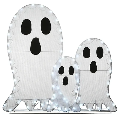 Pre-Lit Tinsel Ghost Family Outdoor Decoration