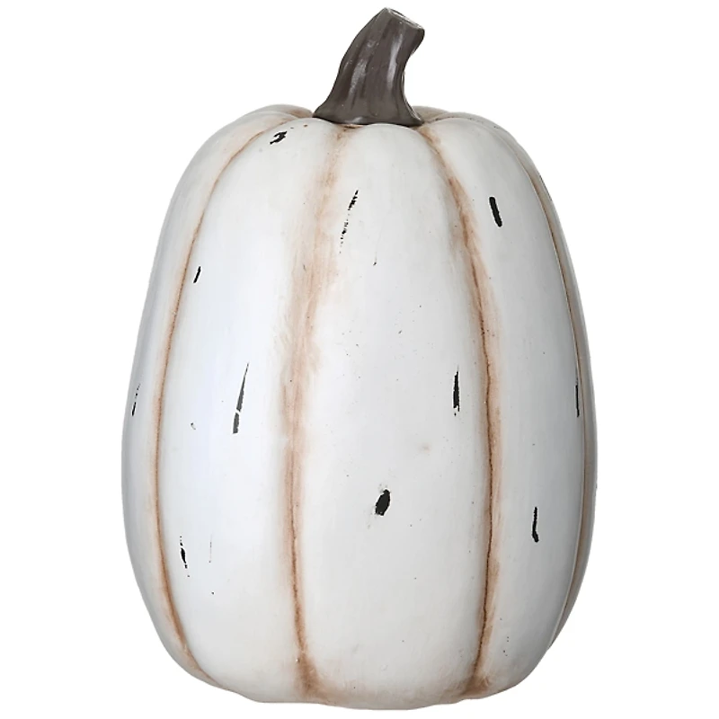 White and Gold Scrollwork Boo Pumpkins, Set of 3