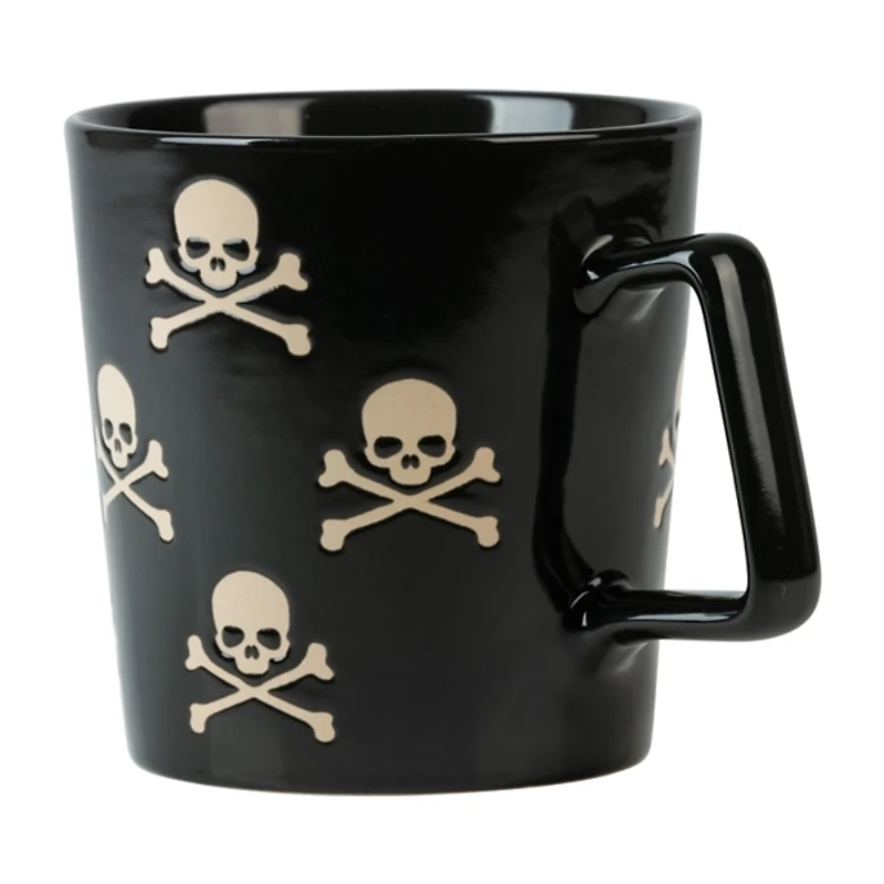 Black Skull and Crossbones Mugs, Set of 4