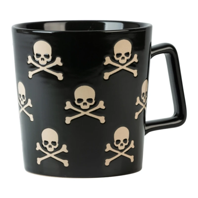 Black Skull and Crossbones Mugs, Set of 4