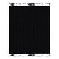 Black Checkered Weave Fringe Throw
