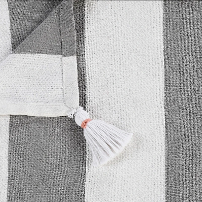 Light Gray Cabana Stripe Tassel Throw