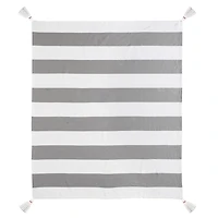 Light Gray Cabana Stripe Tassel Throw