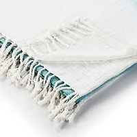 Angel Blue Shibori Slab Fringe Throw