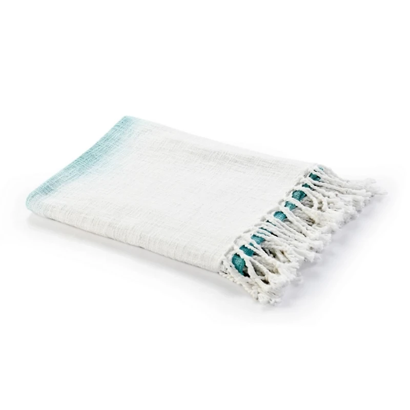 Angel Blue Shibori Slab Fringe Throw
