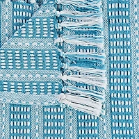 Maui Blue Striped Fringe Throw