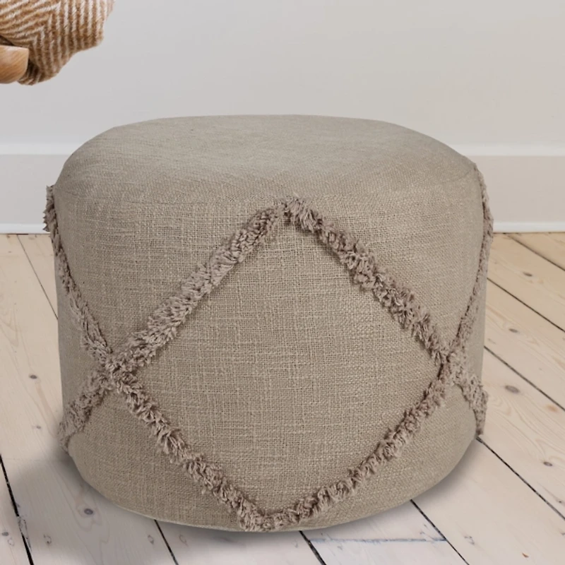Brown Diamond Tufted Pouf