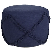 Navy Diamond Tufted Pouf