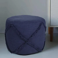 Navy Diamond Tufted Pouf
