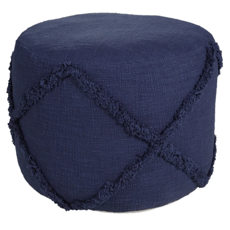 Navy Diamond Tufted Pouf