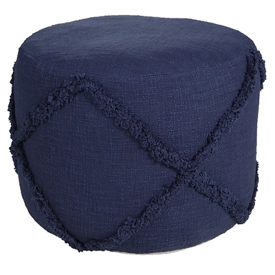 Navy Diamond Tufted Pouf