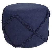 Navy Diamond Tufted Pouf