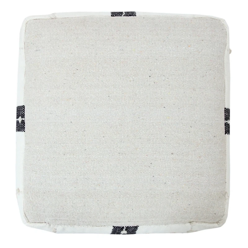 Black and Ivory Textured Plaid Pouf