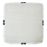 Black and Ivory Textured Plaid Pouf