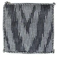 Dark Gray Tasseled Static Geo Cotton Square Pouf