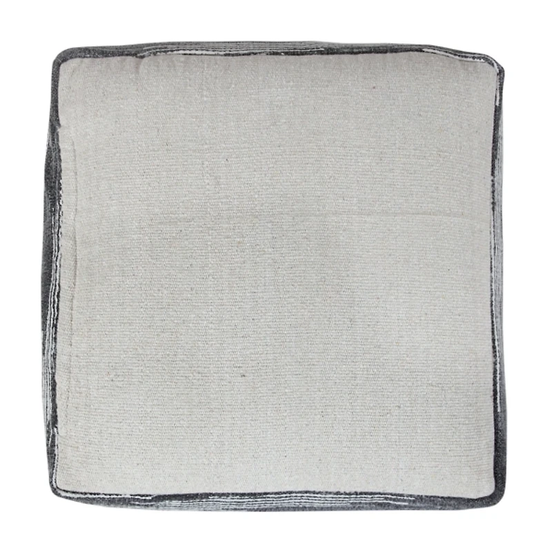 Dark Gray Tasseled Static Geo Cotton Square Pouf