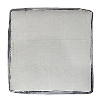 Dark Gray Tasseled Static Geo Cotton Square Pouf