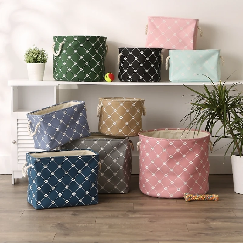 Navy Paw Trellis Rectangle Basket, 14 in.