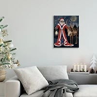 Santa Claus Lantern Reindeer Canvas Art Print