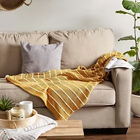 Honey Gold Slub Stripe Decorative Throw