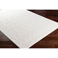 Ivory Raised Diamond Stripes Area Rug, 8x10