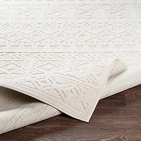 Ivory Raised Diamond Stripes Area Rug, 8x10