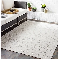 Ivory Raised Diamond Stripes Area Rug, 8x10