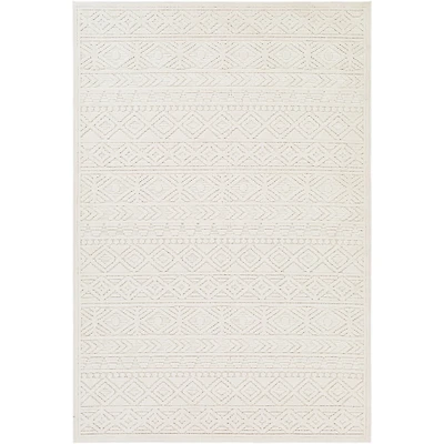 Ivory Raised Diamond Stripes Area Rug, 8x10