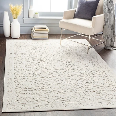 Ivory Botanical Bohemian Area Rug, 8x10