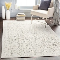 Ivory Botanical Bohemian Area Rug, 8x10