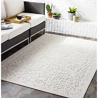 Ivory Botanical Bohemian Area Rug, 8x10