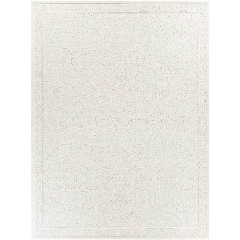 Ivory Botanical Bohemian Area Rug, 8x10