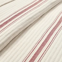 Cherry Red Pick Stitch Stripe Queen Quilt