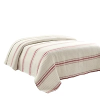 Cherry Red Pick Stitch Stripe King Quilt