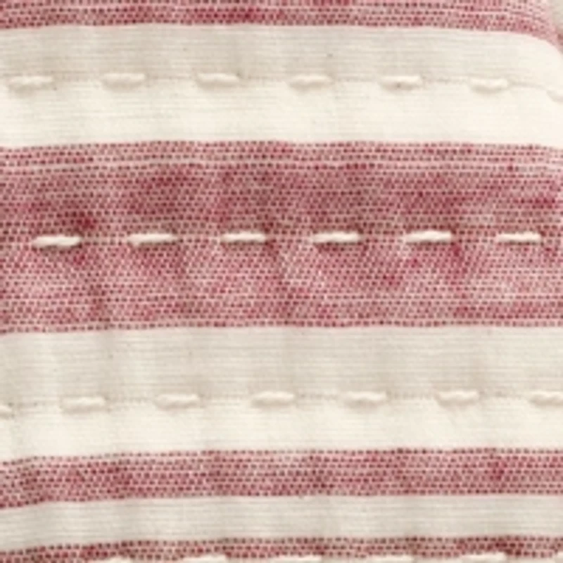 Cherry Red Pick Stitch Stripe King Quilt