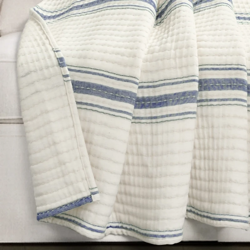 Navy Pick Stitch Stripe Decorative Throw
