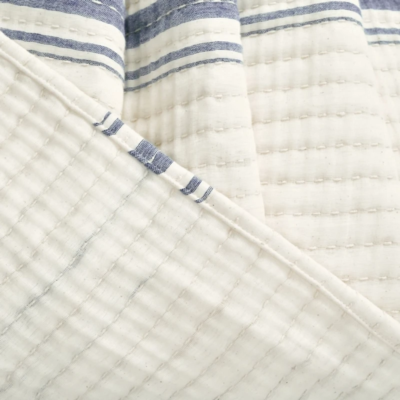 Navy Pick Stitch Stripe Decorative Throw