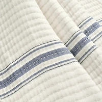 Navy Pick Stitch Stripe Decorative Throw