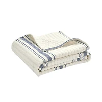 Navy Pick Stitch Stripe Decorative Throw