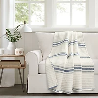 Navy Pick Stitch Stripe Decorative Throw