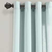 Light Blue Faux Linen Curtain Panel Set, 84 in.
