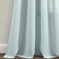 Light Blue Faux Linen Curtain Panel Set, 84 in.
