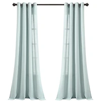 Light Blue Faux Linen Curtain Panel Set, 84 in.