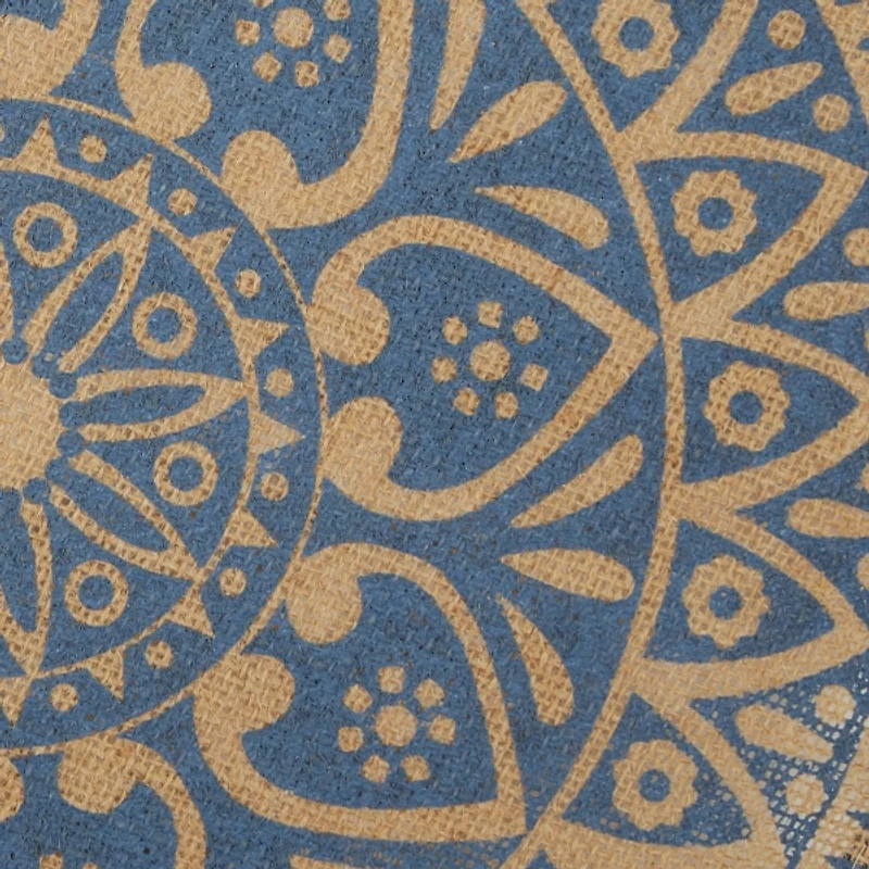 Blue and Natural Print Round Placemats, Set of 6