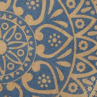 Blue and Natural Print Round Placemats, Set of 6