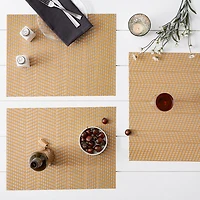 Gold Textured Twill Weave Placemats, Set of 6