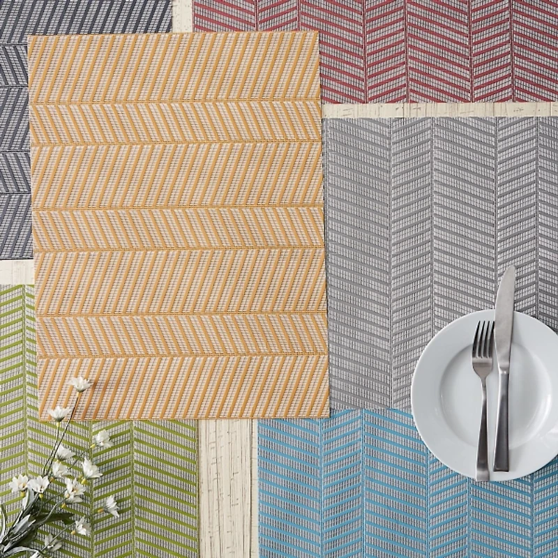 Gold Textured Twill Weave Placemats, Set of 6